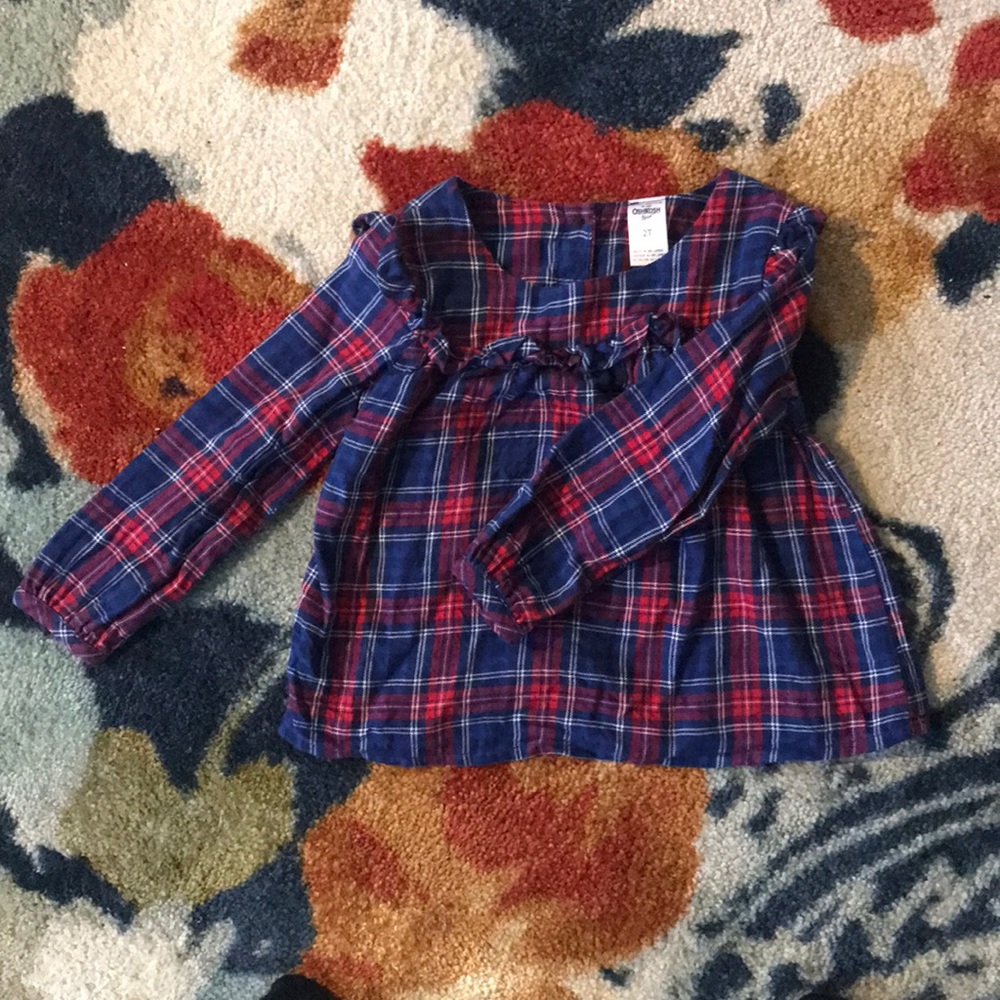 Osh Kosh Toddler Girls Plaid Long Sleeve Top